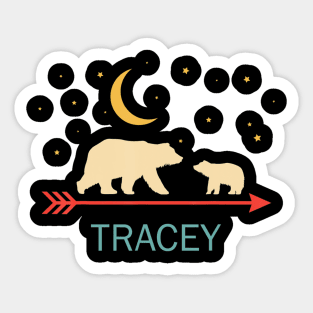 Tracey Name Gift Personalized Mama Bear With 1 Cub Sticker